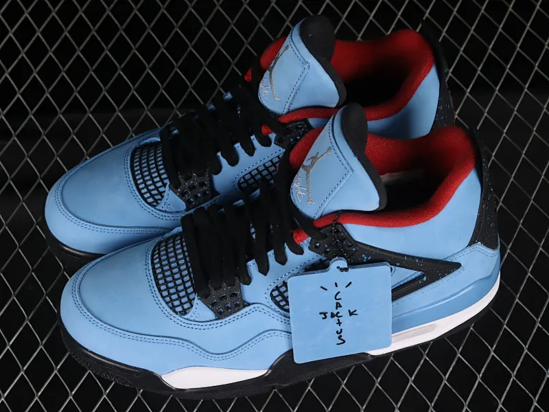 All categories Air Jordan Jordan series basketball shoes Air Jordan 4 LJR version Travis Scott Cactus Jack x Air Jordan 4 Retro Joe 4 AJ4 joint model Suede blue 308497-406